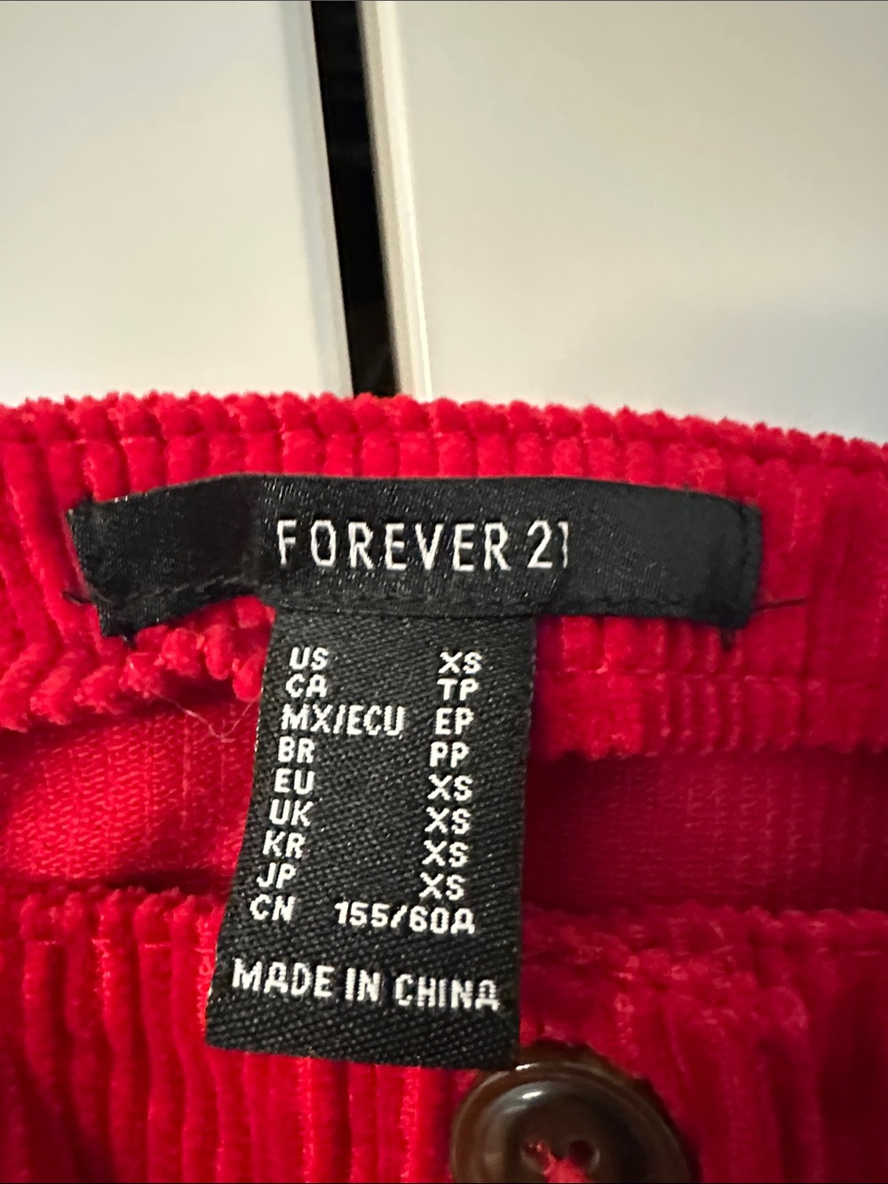Forever 21 Red Corduroy Button-Front Mini Dress - Picture 2 of 4